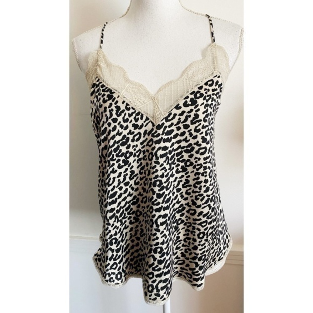 Love Stitch • Lace Leopard Print Silky Camisole Tank Top